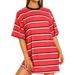 Eyicmarn Women's Stripe Dresses Short Sleeve Cotton Polo Tops Dress A-line Shirt Dress Beach Cover Ups Streetwear