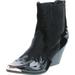 CAPE ROBBIN Women Flame Pattern Cowboy Boot - Block Heel Western Boot - Chunky Heel Ankle Boot