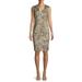 CALVIN KLEIN Womens Beige Animal Print Sleeveless V Neck Above The Knee Sheath Cocktail Dress Size 14