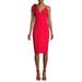 BETSY & ADAM Womens Red Bow Solid Spaghetti Strap V Neck Below The Knee Body Con Cocktail Dress Size 10