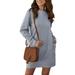 Fashion Casual Long Sleeve T Shirts Dresses for Women Plain Color Short Dress Ladies Round Neck Long Tunic Dress Tops