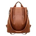 Anti-Theft Backpack Soft Synthetic Leather Rucksack Ladies Shoulder Bag Solid Color Pouch Fashionable Women tote