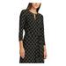 RALPH LAUREN Womens Black 3/4 Sleeve Keyhole Knee Length Fit + Flare Dress Size 2P