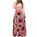 Women Boho Maxi Dress Summer Short Sleeve Shirt Dress Beach Sundress Ploka Dot Loose Casual Splicing Color Block Long Maxi Dresses