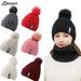 Spencer Winter 2Pcs Pom Pom Cable Beanie Hat Scarf Set Soft Warm Knit Ski Cap Thick Neck Scarf for Women "Gray"