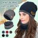 Unisex Men Women Knitted Fleece Beanie Hat and Loop Circle Scarf Snood Set Warm Soft and Comfortable Two-piece Suit