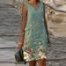Tuscom Women Casual Plus Size Dress Summer Style Floral Print Sleeveless V-Neck Vest Dress