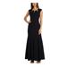 R&M RICHARDS Womens Black Glitter Embellished Zippered Cap Sleeve Keyhole Maxi Mermaid Formal Dress Size 18