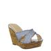 Heron Platform Wedge Rhinestone Slipper - Women Dressy Cork Slide Mule Sandal