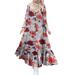 Women Long Sleeve Button Down Shirt Dress Loose Cotton Flounce Hem Maxi Dresses