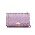 Poppy Fashion Women's Candy Color Quilted Jelly Bag Transparent PVC Handbag Crossbody Shoulder Purse with Metal Chain Strap-Purple(Large Size)