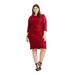 JESSICA HOWARD Womens Burgundy Ruched Embellished Lace 3/4 Sleeve Jewel Neck Knee Length Cocktail Dress Size 20W