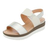 DREAM PAIRS Women's Ankle Strap Casual Sandals Platform Wedge Sandals Open Toe Sandals ANDREA-2 SILVER/WHITE Size 8.5