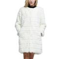 Winter Coat Fashion Solid Cardigan Thick Warm Long Sleeve O-neck Jacket Women Faux Fur Furry Coat Outerwear Overcoat Plus Size White M