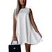 Colisha Women Short Sleeve Sleeveless Tank Dress Casual Baggy T-shirt Dress Ruffle Hem Short Mini Dress