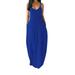 Xingqing Women Summer Female Maxi Dress Casual Plus Size V-Neck Sleeveless Printed Long Dresses