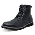 Bruno Marc Men Motorcycle Combat Classic Zipper Ankle Boots For Men Faux Fur Winter Oxford Ankle Boots STONE-03 BLACK Size 12