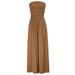 Grace Karin Sexy Women's Summer Strapless Pleated Waist Maxi Dress With Pockets