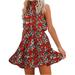 Mchoice Women summer dresses Floral Printed Halter Strapless Ruffle Bandage Casual Dress party wedding dresses