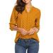 Plus Size Women's Roll Tab Sleeve Tunic Loose T-Shirts Split Neck Tops Polka Dots Printed Casual Tunic Long Sleeve Shirt Tops for Womens Ladies Juniors