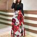 Fashion Women Long Sleeve Floral Print Long Maxi Dress Ladies Casual Dress