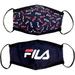 FILA Unisex 2-Pack Cotton Knit Print Logo Face and Mouth Covering Elastic Earloop Washable & Reusable (All Over Print Logo - Navy)