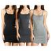 Women & Juniors Solid Plain Adjustable Spaghetti Strap Camisole Mini Dress Tank Top (3PK: BLACK/CHARCOAL/H GREY, Small)