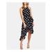 CECE Womens Black Ruffled Polka Dot Sleeveless Halter Tea-Length Shift Party Dress Size 8