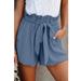 Women's Summer Elastic Waist Tie Solid Color Casual Shorts Plus Size Loose High Waist Simple Shorts Wide Leg Shorts