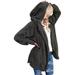 Women's Hooded Placket Jacket With Pocket Apricot Plus Size 2XL Winter Warm Women Hooded Jacket