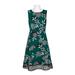Julia Jordan Crew Neck Sleeveless A-Line Zipper Back Floral Print Stretch Crepe Dress-TEAL