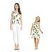 Mother & Daughter Matching Hawaii Luau Lady Tank Top Girl Wrap Dress in Palm Green