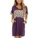 Sexy Dance Women Casual Summer Dress Casual Fitting Leopard Print Beach Dress Ladies Retro Fashion T Shirt Pockets Dresses S-XXXL Purple XL(US 14-16)