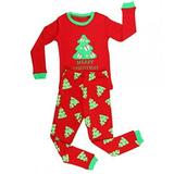 Elowel Red And Green Christmas Tree 2-piece Pajamas Set (Unisex - Baby, Toddler)