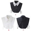 Vintage Elegant Women Ladies Fake Lace Half Shirt Blouse Peter Pan Detachable Cuff Collar Tie