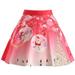 TANGNADE Fashion Women Casual Christmas Christmas Santa Claus Tree Print A-Line Skirt