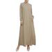 Womens Dresses Dubai Muslim Kaftan Loose Solid Kaftan Abaya Button Down Maxi Shirt Dress