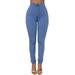 Bebiullo High Street Women Denim Skinny Pants High Waist Stretch Jeans Pencil Trousers Long Pants