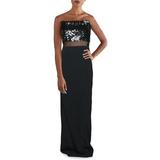 Cushnie et Ochs Womens Sheer Trim Sequined Evening Dress