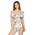 La Blanca Women's Off Shoulder Ruffle One Piece Swimsuit LB8YA11