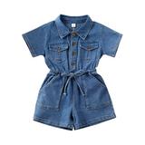 One Opening Summer Toddler Baby Kids Girl Denim Romper Outfits One-Piece