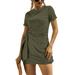 Women's Summer Casual T Shirt Dresses Ruched Short Sleeve Shift Mini Dress Beach Sundress