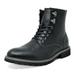 Bruno Marc Mens Classic Ankle Boots Lace Up Motorcycle Combat Boots Oxford Leather Outdoor Ankle Boots Shoes For Men STONE-01 BLACK Size 14
