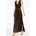 Gold Pleated Slit Metallic Gown Maxi Dress 10