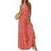 Summer Boho Sleeveless Long Maxi Dress For Women Evening Cocktail Party Beach Long Strap Cold Shoulder Sundress