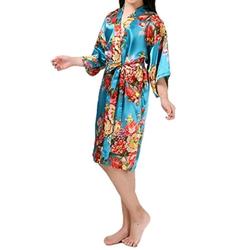 Toddler Children Baby Girls Robes Sleepwear Kid Pajamas Satin Floral Cotton Collared Sashes Sleepwear Robes