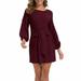 Women's Elegant Long Sleeve Short Sweater Dress Casual Crew Neck Ribbed Knit Tie Waist Bodycon Cocktail Dresses