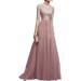 AngelBee Women Elegant Chiffon Dress Evening Formal Maxi Gown Dresses (Apricot 2XL)