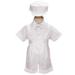 Lito Baby Boys White Bow Tie Hat Suspendered Short Shirt Clothing Set