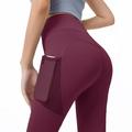 Haute Edition Women's High Waist Tummy Control Contour Legging With Mesh Phone Pocket